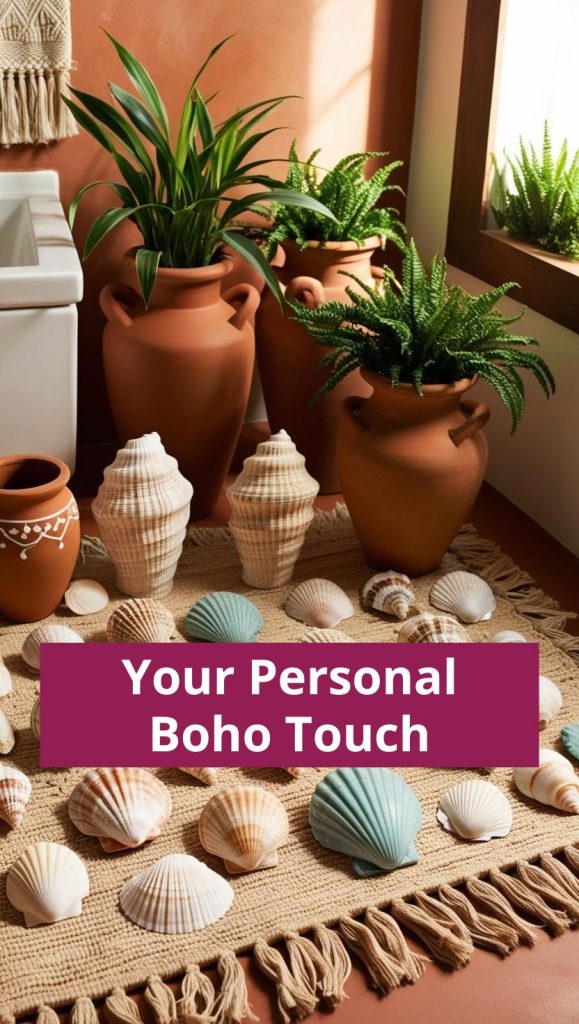 Personalise your bathroom with shells, pots and travel souveniers.