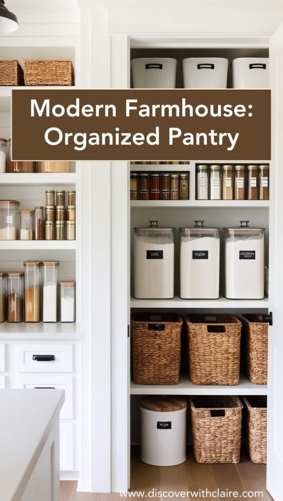 A well-organized farmhouse pantry a built-in pantry.