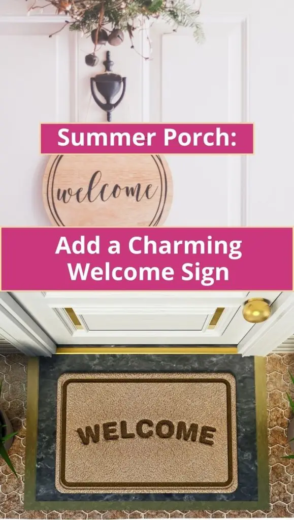 summer porch welcome sign and matt